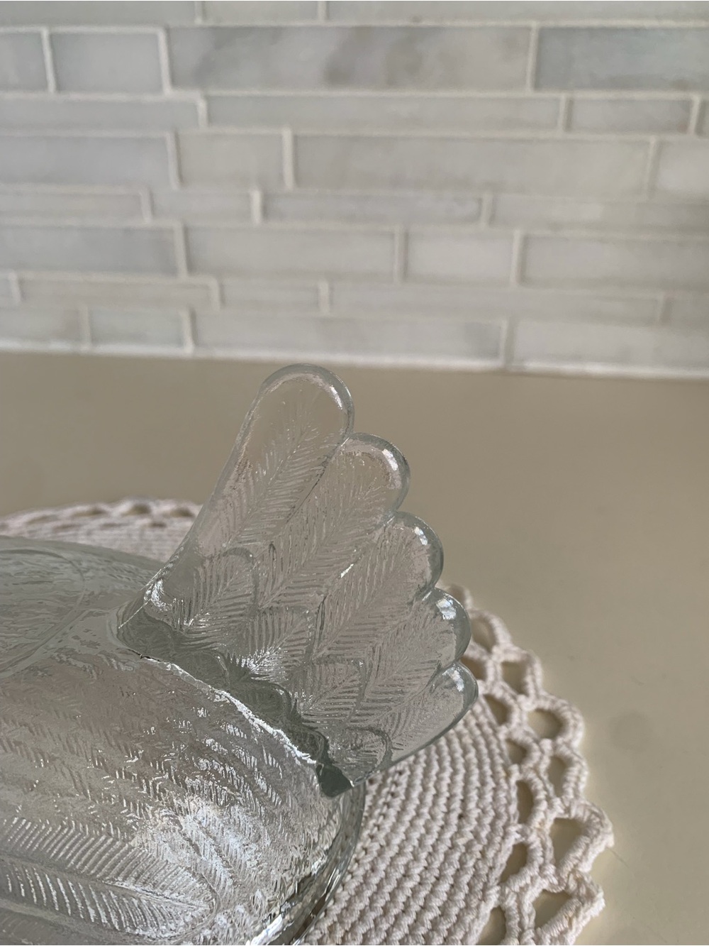 Vintage Indiana Glass Hen on Nest Clear Crystal Beaded Covered Dish - Picture 8 of 15